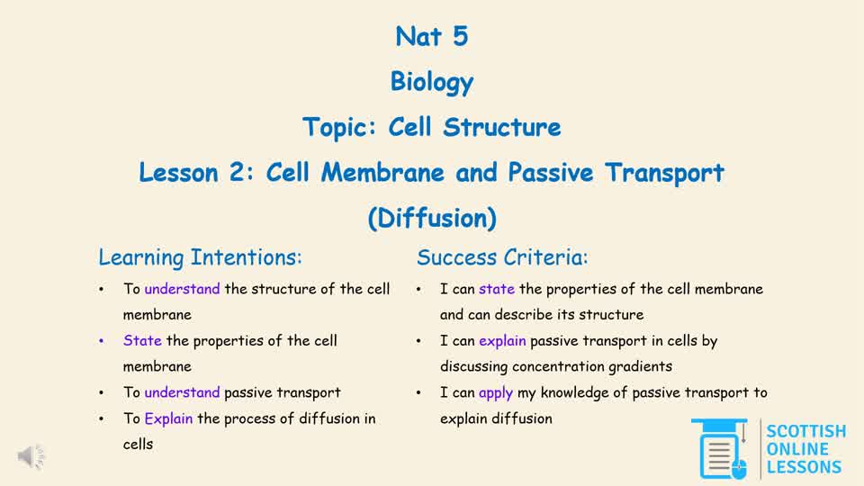 Structure of Cell Membrane and Passive Transport  (diffusion)