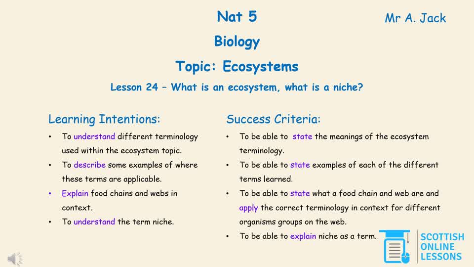 What is an Ecosystem? What is a Niche? 