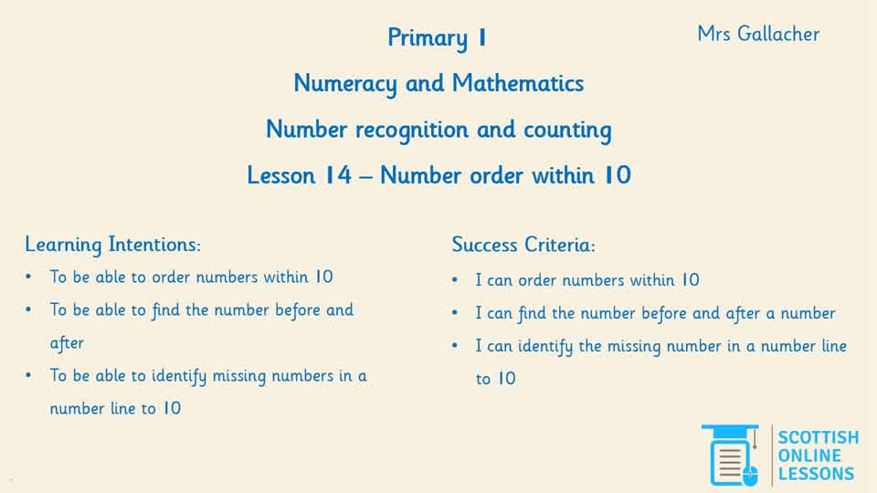 Ordering Numbers (including before, after and missing numbers)