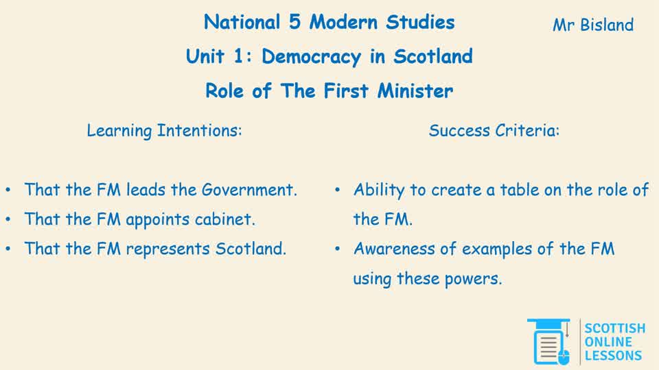 003 Role of the First Minister
