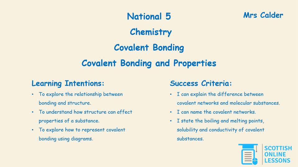 Covalent Bonding Properties