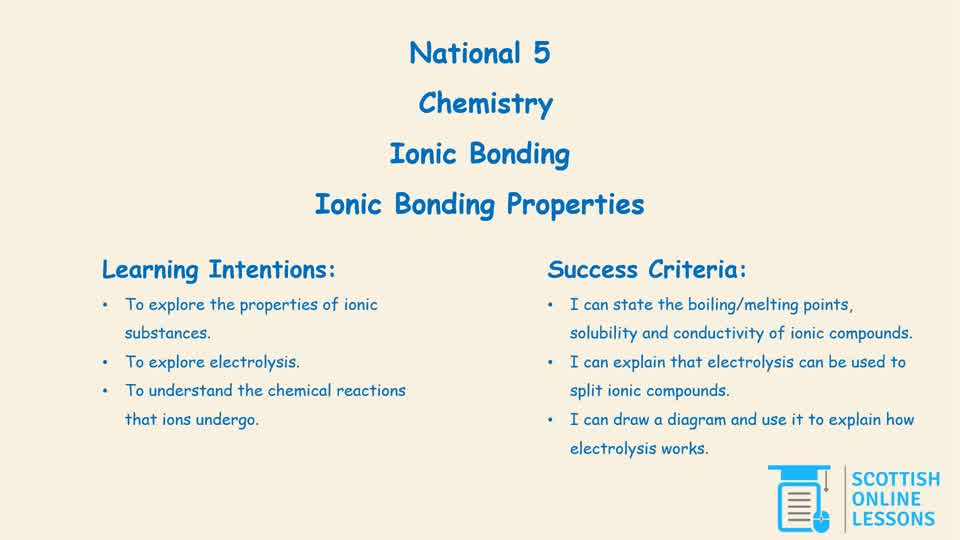 Ionic Bonding Properties  