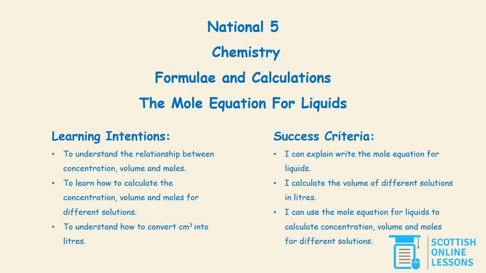 Mole Equation for Liquids