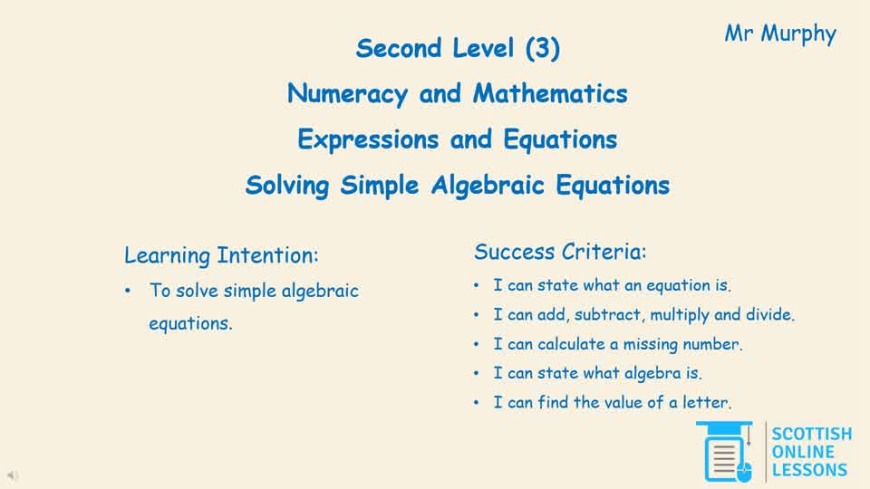 Solving Simple Algebraic Equations