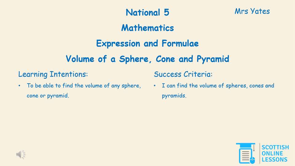 Volume of Cone, Sphere and Pyramid