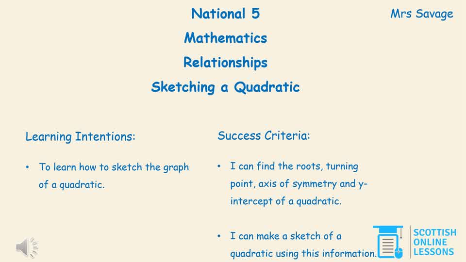 Sketching a Quadratic  