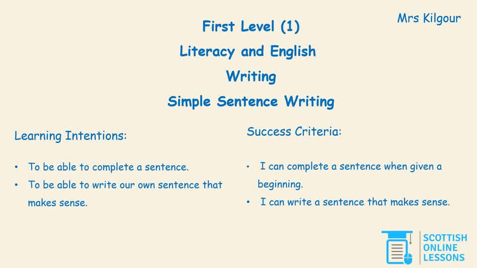 Simple Sentence Writing