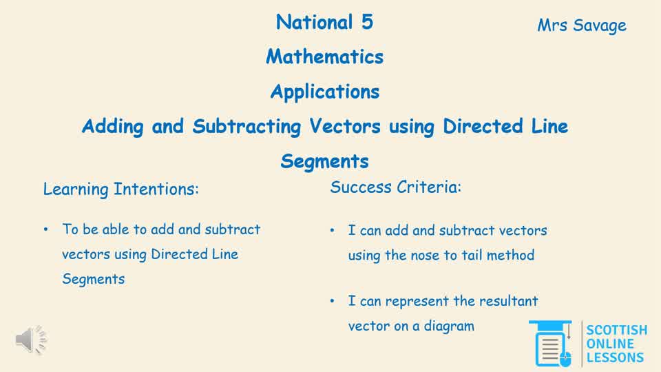 Adding and Subtracting Vectors using Directed Line Segments