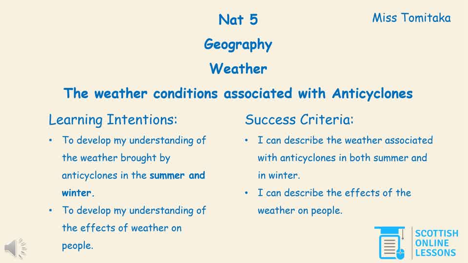 The Weather Conditions Associated with an Anticyclone