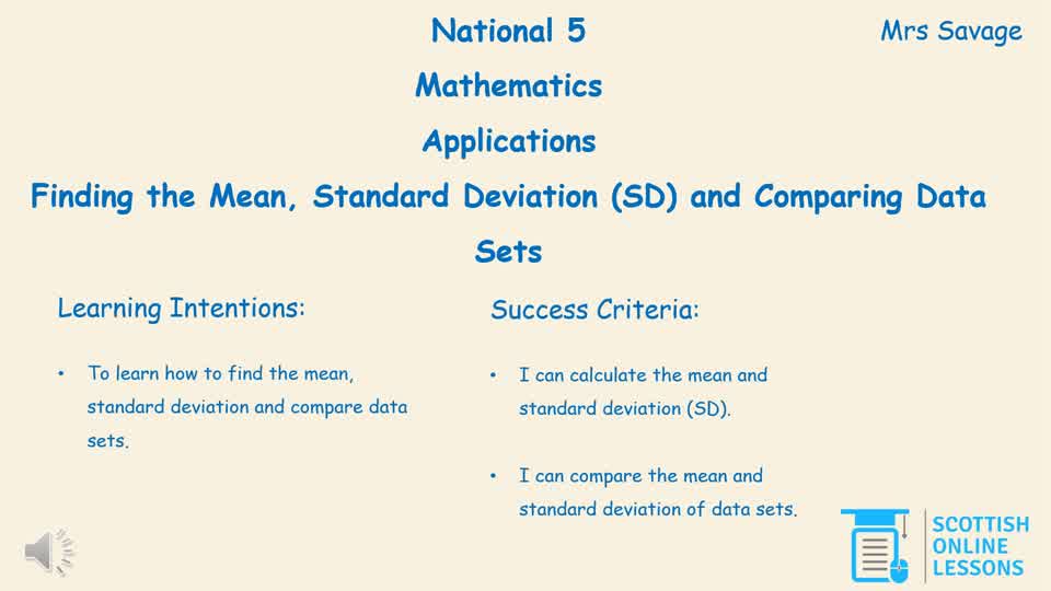 Finding the Mean, Standard Deviation and Comparing Results