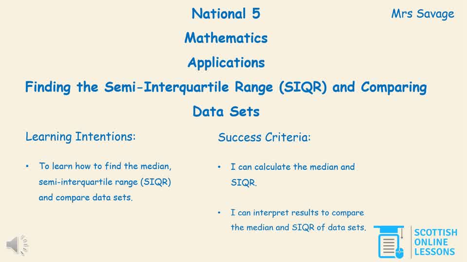 Finding the Median, Interquartile Ranges and Comparing Results