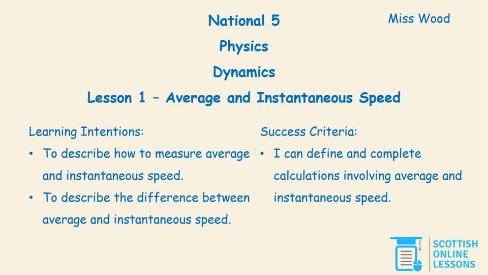 Average and Instantaneous Speed