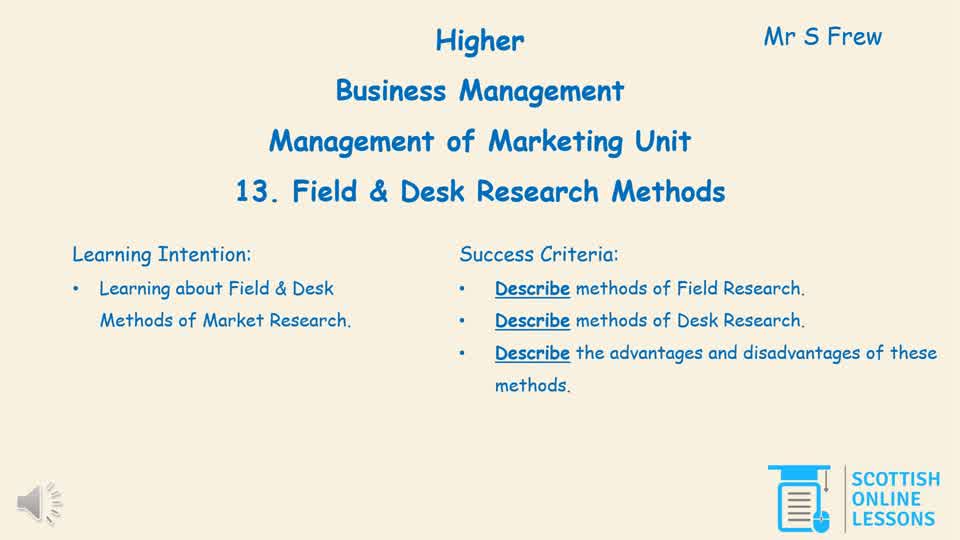 Field & Desk Research Methods 