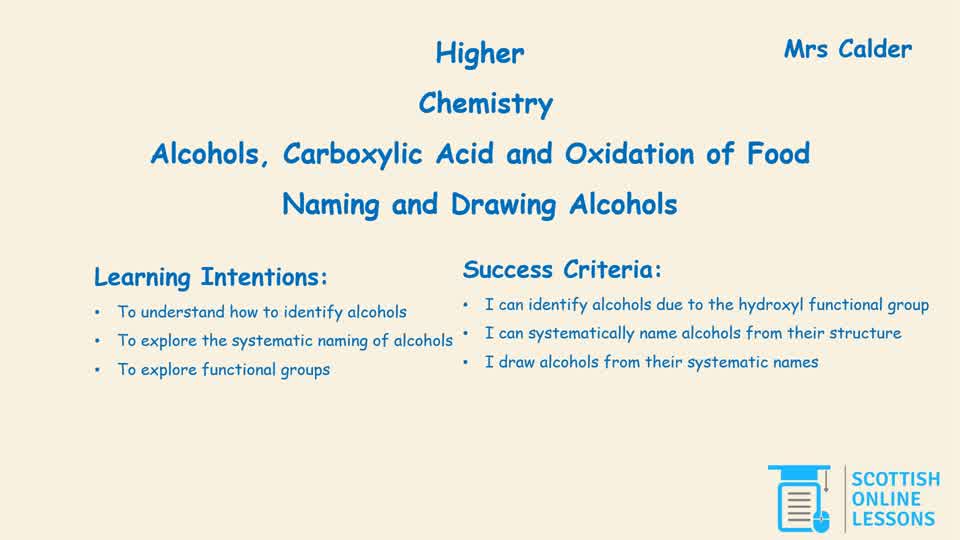 Naming and Drawing Alcohols