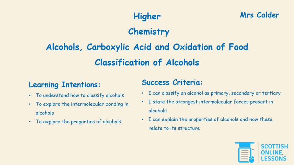 Classification and Properties of Alcohols