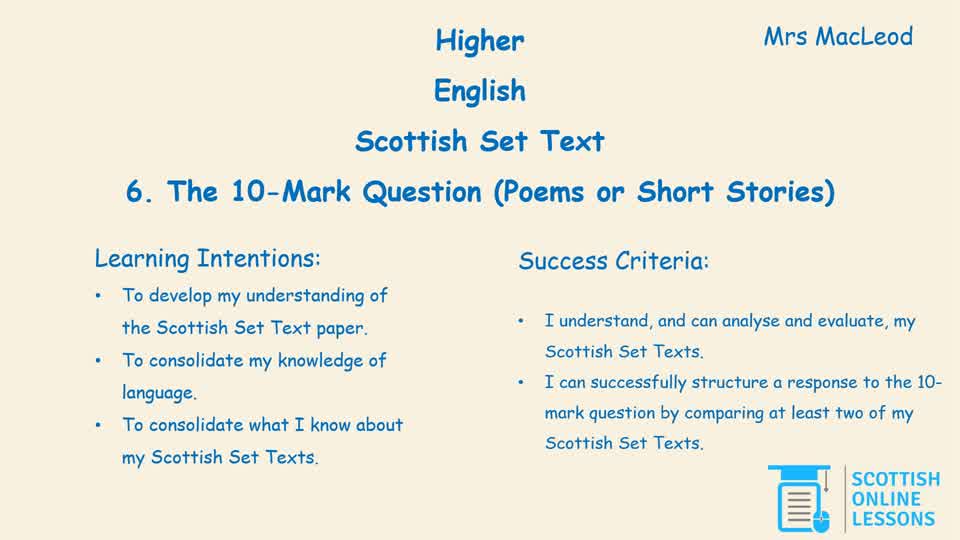 10-mark Question (Short Texts)