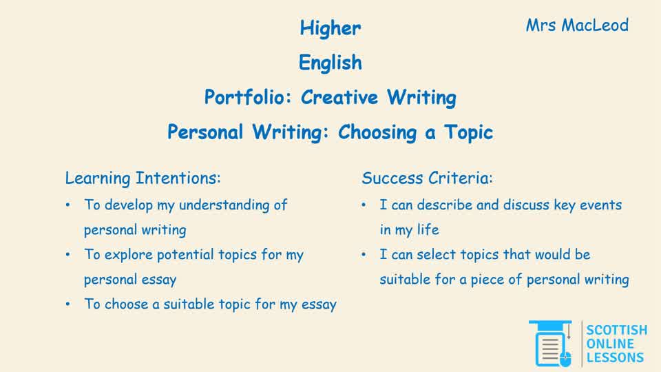 Introduction to Personal Reflective Writing