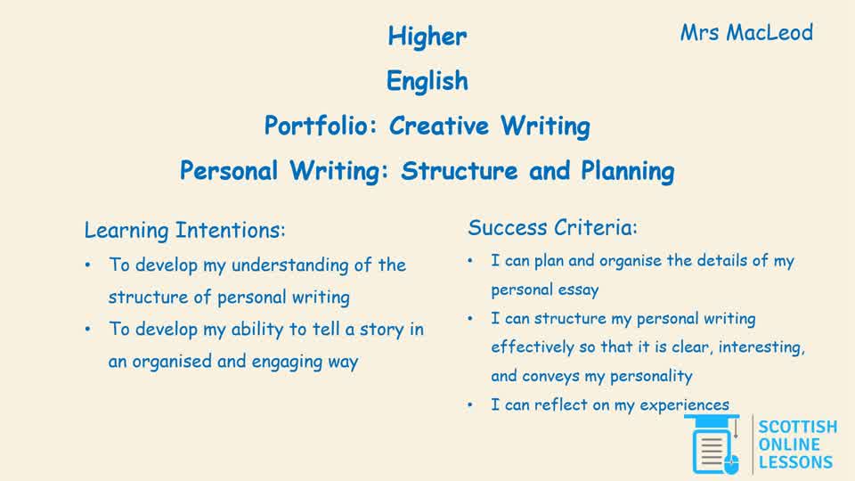 Structure of Personal Reflective Writing