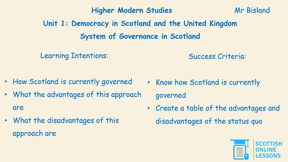 System of Governance in Scotland